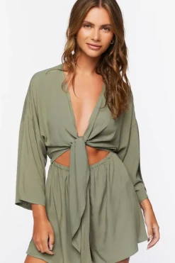Tie-Front Cutout Romper