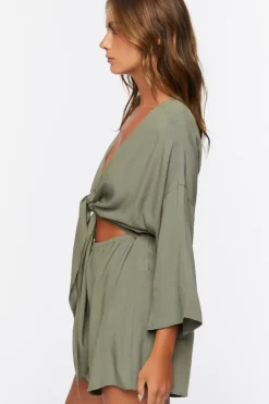 Tie-Front Cutout Romper