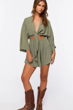 Tie-Front Cutout Romper