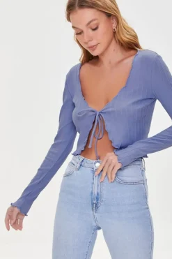 Tie-Front Ribbed Top