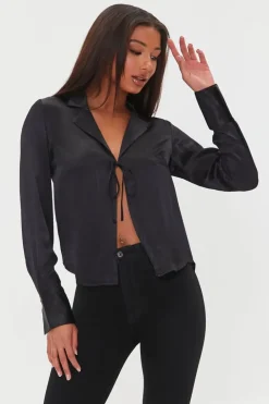 Tie-Front Satin Top