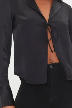 Tie-Front Satin Top