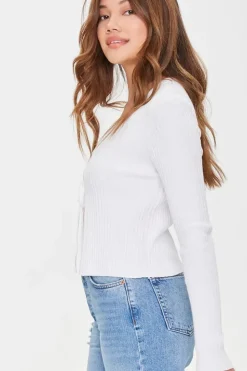 Tie-Front Sweater-Knit Top
