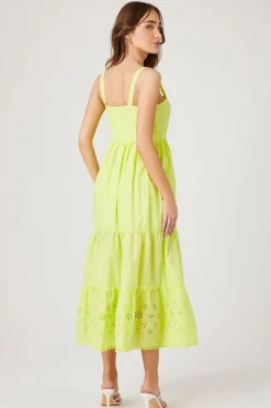 Tiered Eyelet Midi Dress