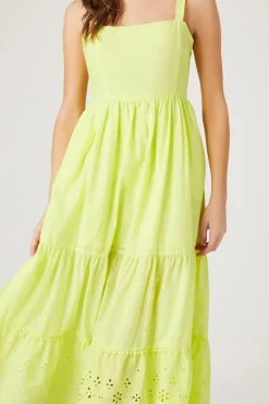Tiered Eyelet Midi Dress