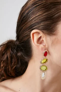 Tiered Faux Gem Drop Earrings
