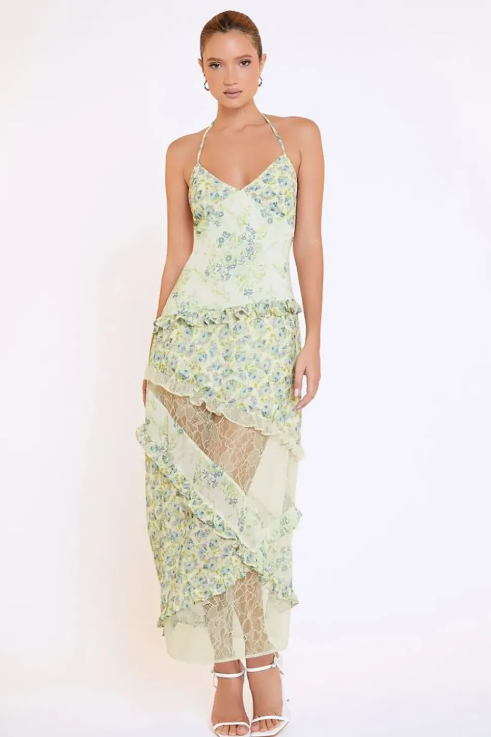 Tiered Floral Patchwork Maxi Dress