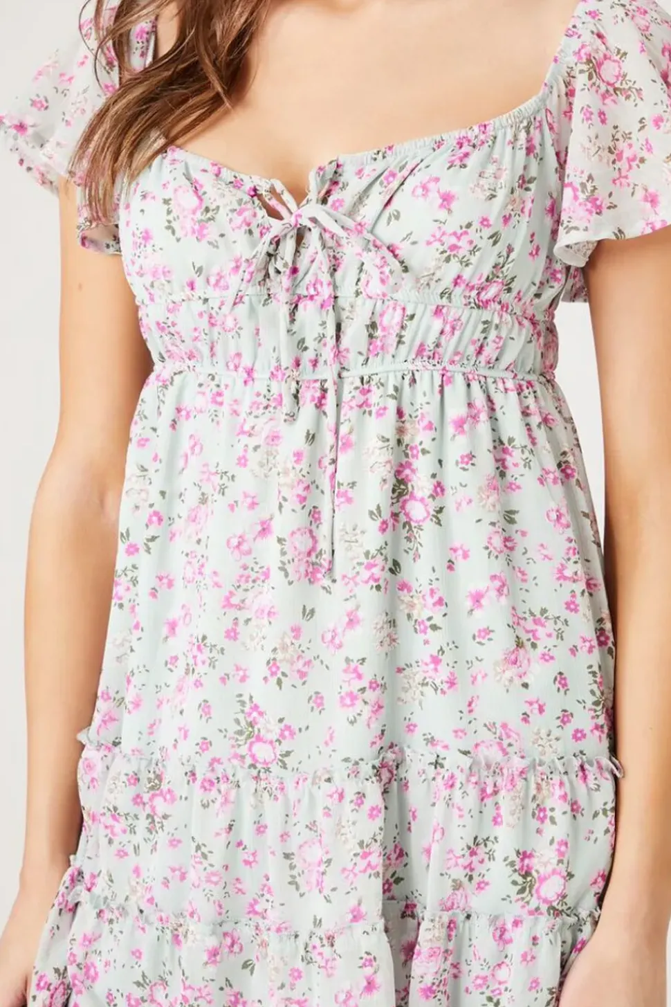 Tiered Floral Print Mini Dress