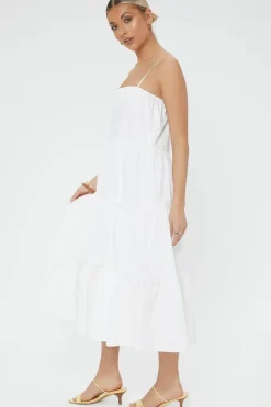 Tiered Flounce Midi Cami Dress