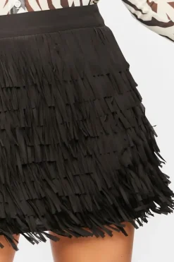 Tiered Fringe Mini Skirt