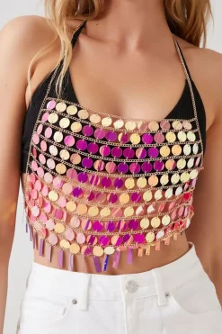 Tiered Iridescent Disc Bralette