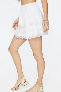 Tiered Lace-Trim Mini Skirt