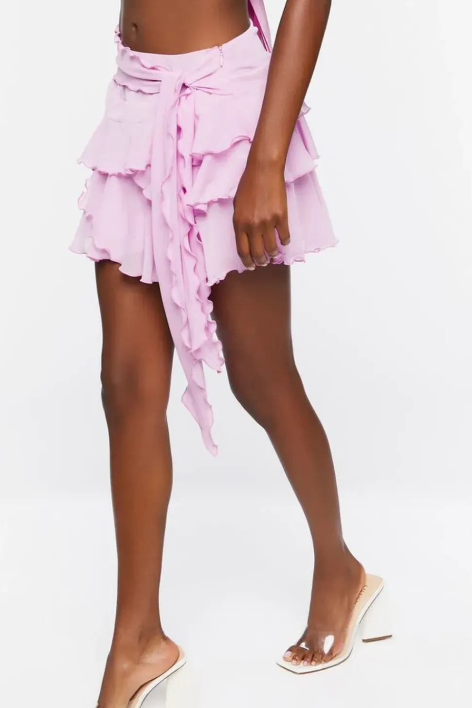 Tiered Mesh Mini Skirt
