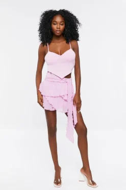 Tiered Mesh Mini Skirt