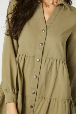 Tiered Mini Shirt Dress