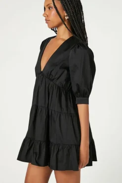 Tiered Plunging Mini Dress