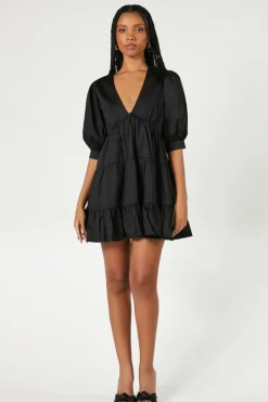 Tiered Plunging Mini Dress