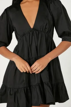 Tiered Plunging Mini Dress