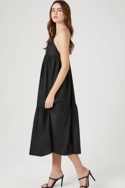 Tiered Poplin Cami Midi Dress