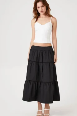 Tiered Poplin Maxi Skirt