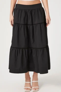 Tiered Poplin Maxi Skirt
