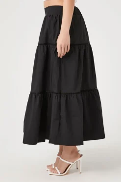 Tiered Poplin Maxi Skirt