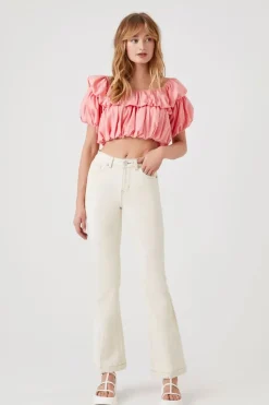 Tiered Puff-Sleeve Crop Top