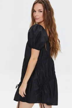 Tiered Puff-Sleeve Mini Dress