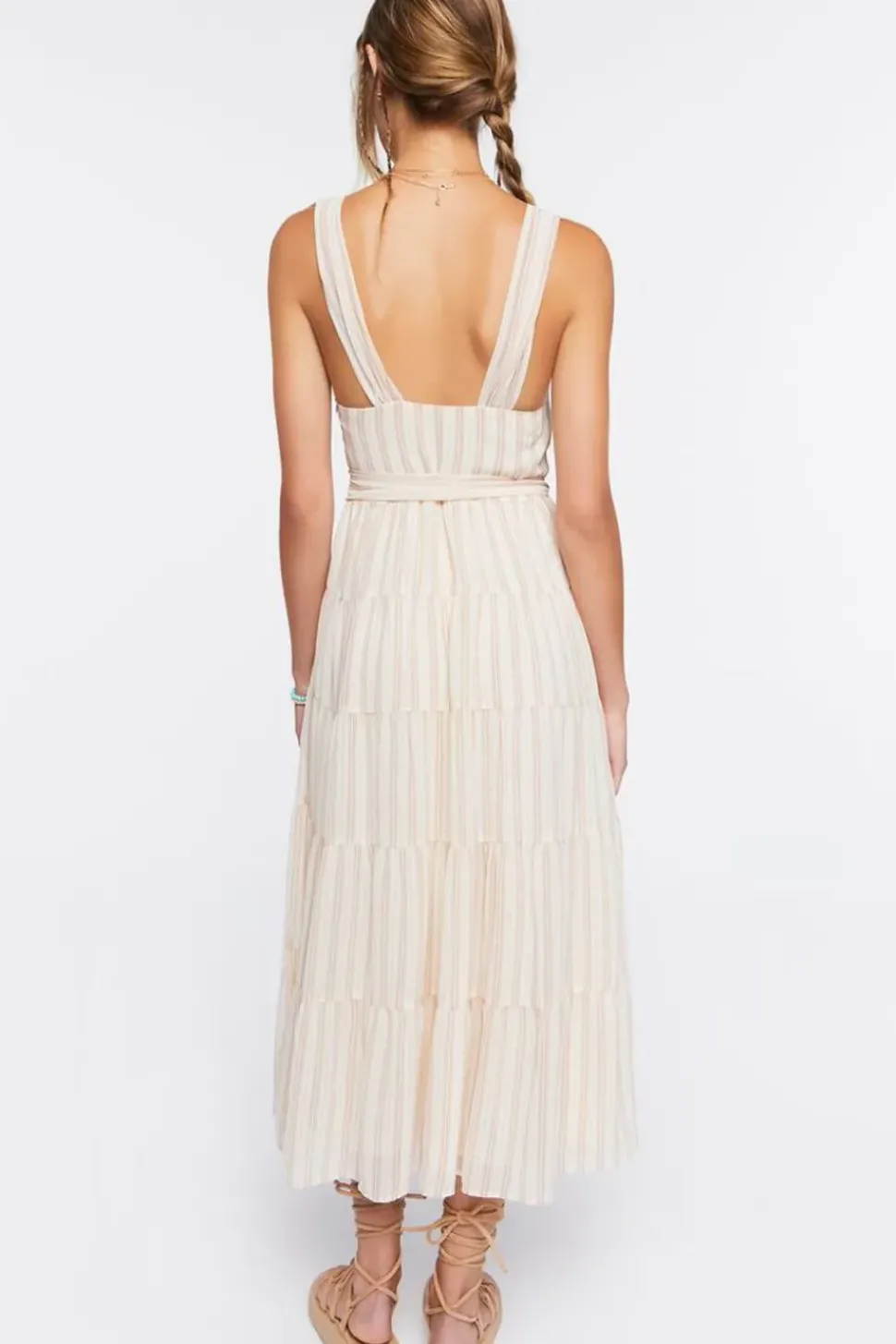 Tiered Striped Midi Dress