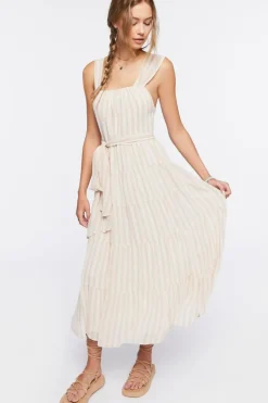 Tiered Striped Midi Dress