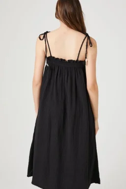 Tie-Strap Shift Midi Dress