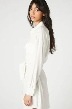 Tie-Waist Mini Shirt Dress