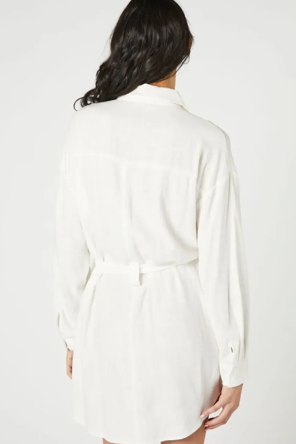 Tie-Waist Mini Shirt Dress