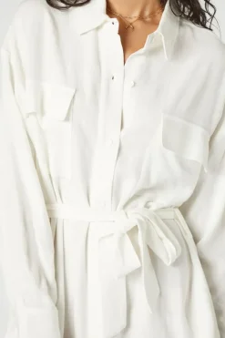 Tie-Waist Mini Shirt Dress