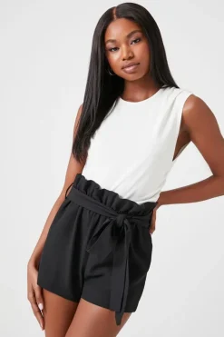 Tie-Waist Paperbag Shorts