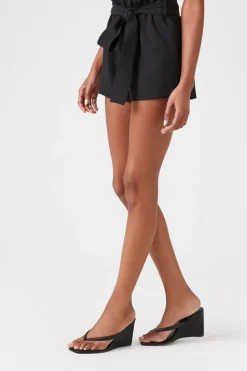 Tie-Waist Paperbag Shorts
