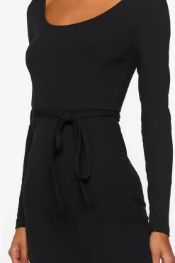 Tie-Waist Slit Midi Dress