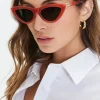 Tinted Cat-Eye Chain Sunglasses