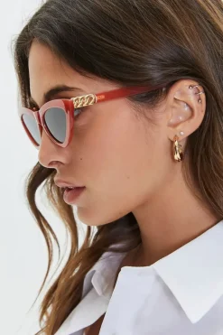 Tinted Cat-Eye Chain Sunglasses