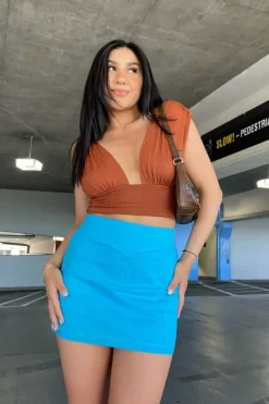 Topstitched A-Line Mini Skirt