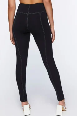 Topstitched Split-Hem Leggings