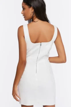 Topstitched Twill Mini Dress