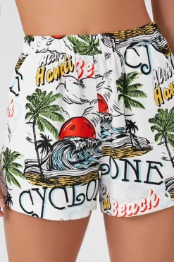 Tropical Beach Graphic Pull-On Shorts