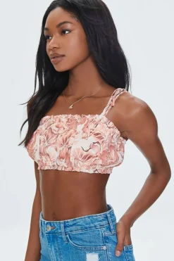 Tropical Floral Print Cropped Cami