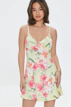 Tropical Floral Print Skater Dress