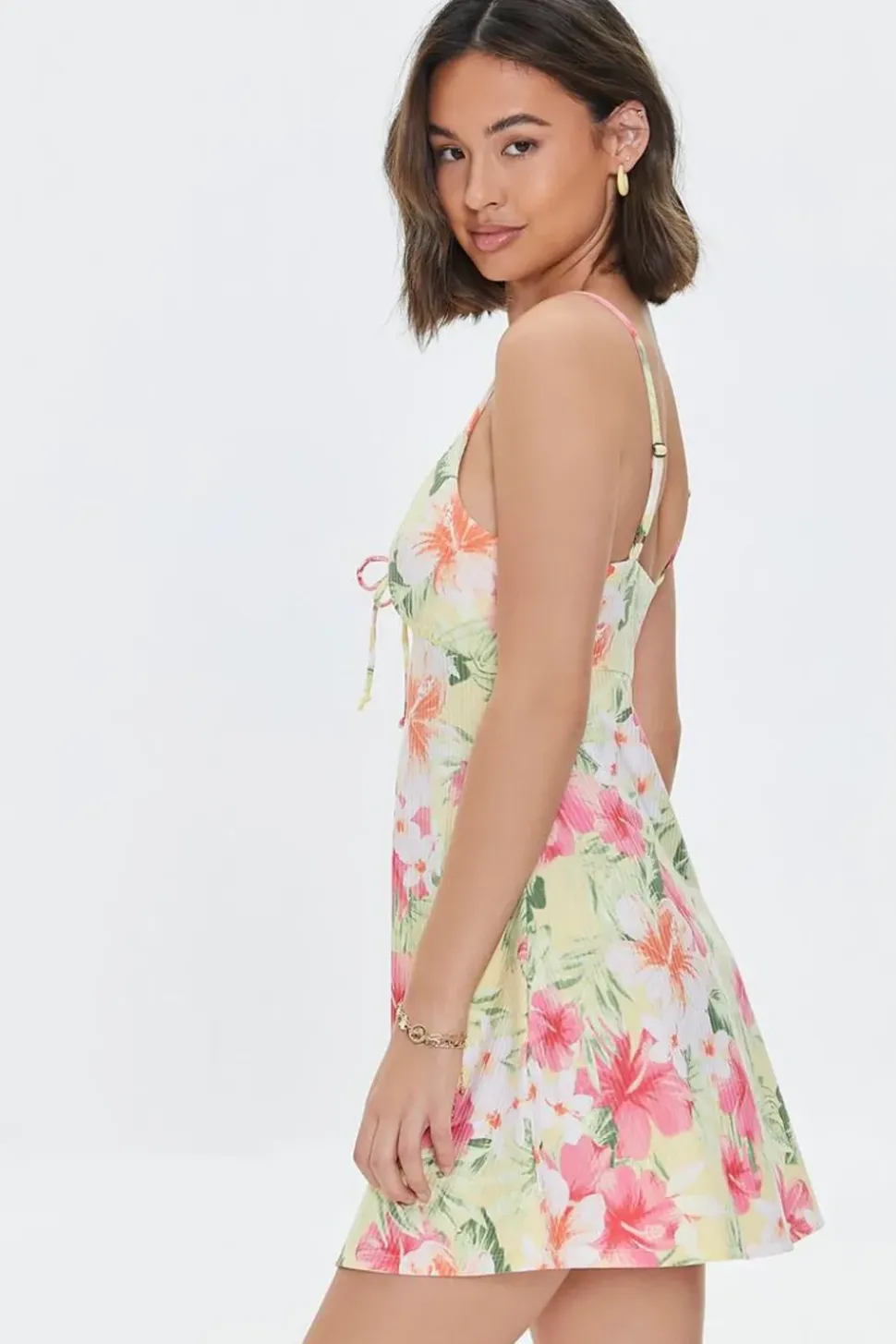 Tropical Floral Print Skater Dress