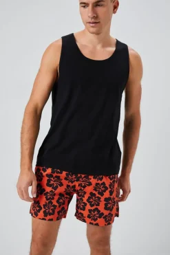 Tropical Floral Print Swim Trunks