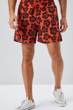 Tropical Floral Print Swim Trunks
