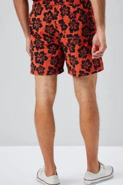 Tropical Floral Print Swim Trunks