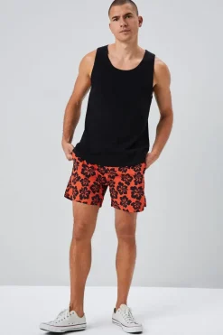 Tropical Floral Print Swim Trunks